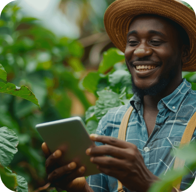 Farmer with tablet